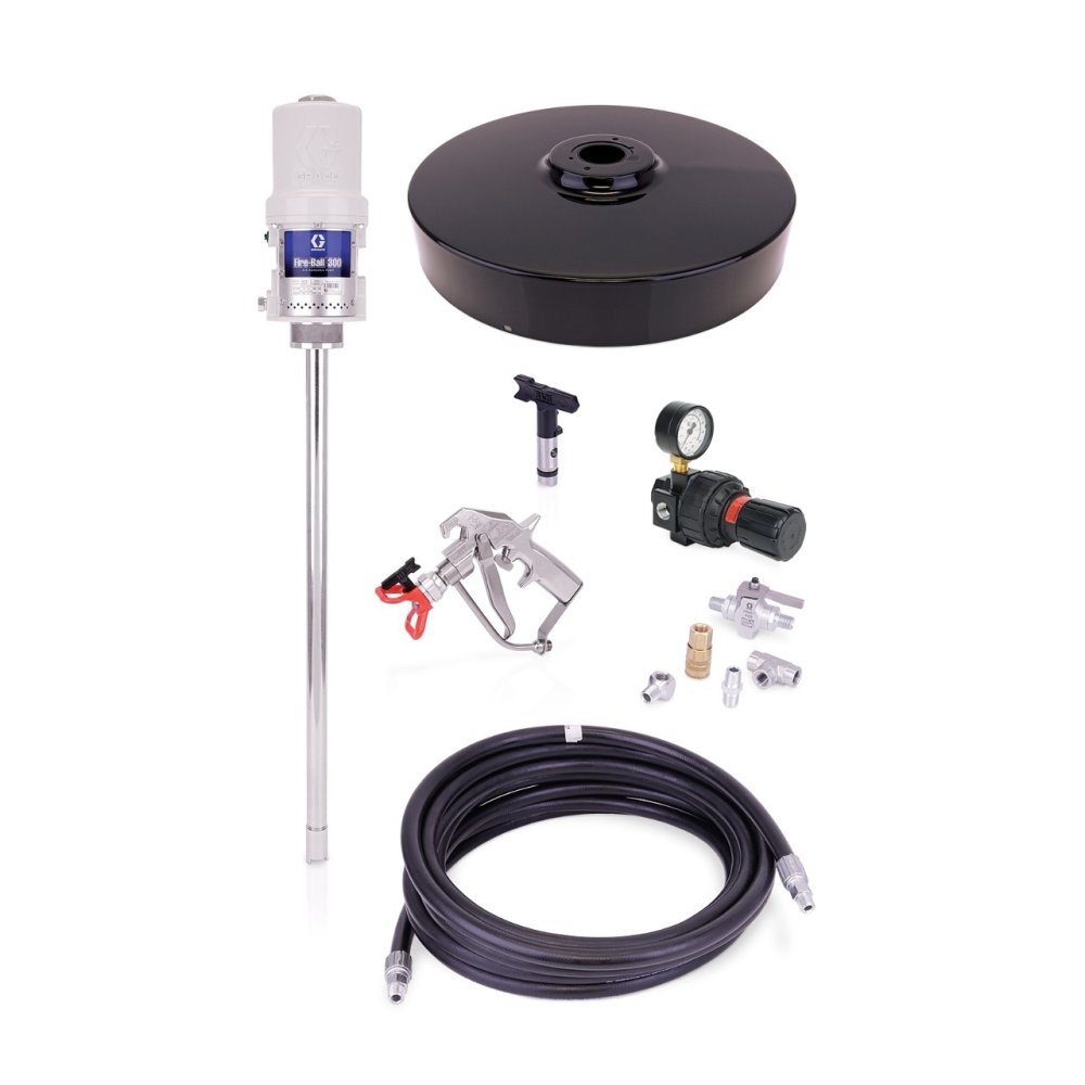 Fire-Ball® серии 300, 15:1 — насос для подачи антикоррозионных материалов 181 кг (400 фунтов) — стационарный комплект