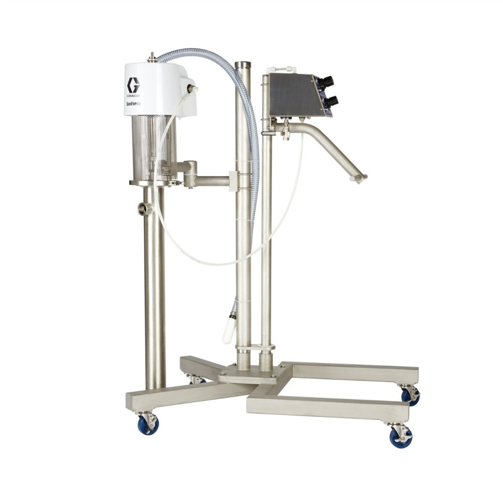 Поршневой насос SaniForce с соотношением 5:1 для перекачивания материалов низкой и средней вязкости в областях применения, требующих соблюдения санитарных норм