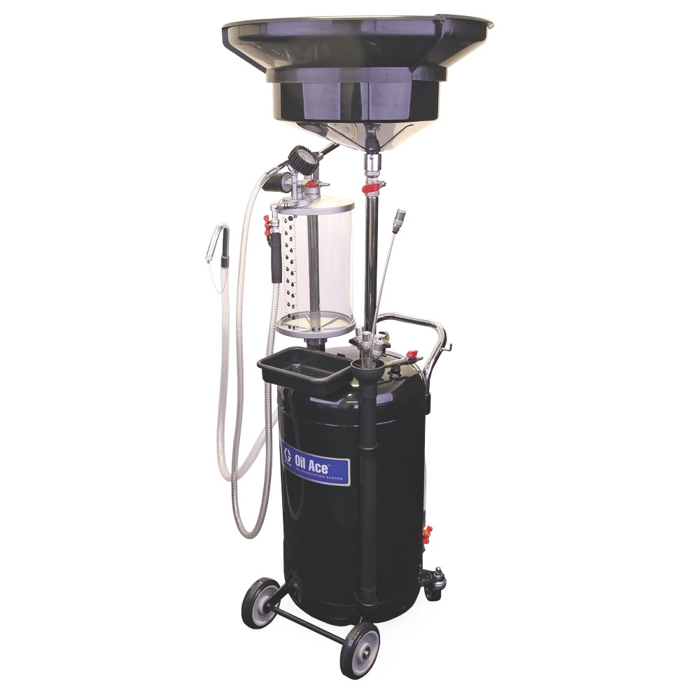 Система перекачивания масла с 90-литровым (24 галл.) стальным резервуаром, всасывающими зондами, смотровыми окнами, сливной трубкой для масла и адаптерами