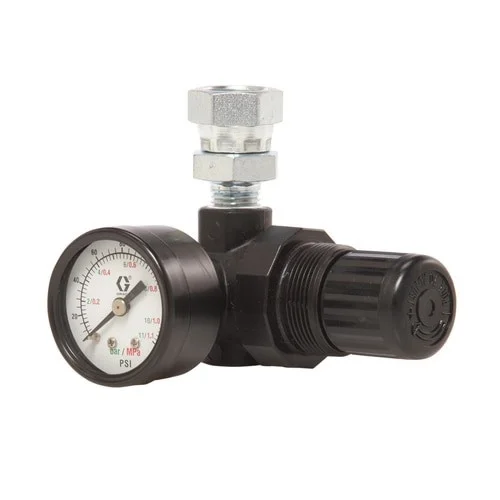 Миниатюрный регулятор давления подачи воздуха с манометром, резьба NPT 1/4" x 3/8", с автоматическим сбросом давления
