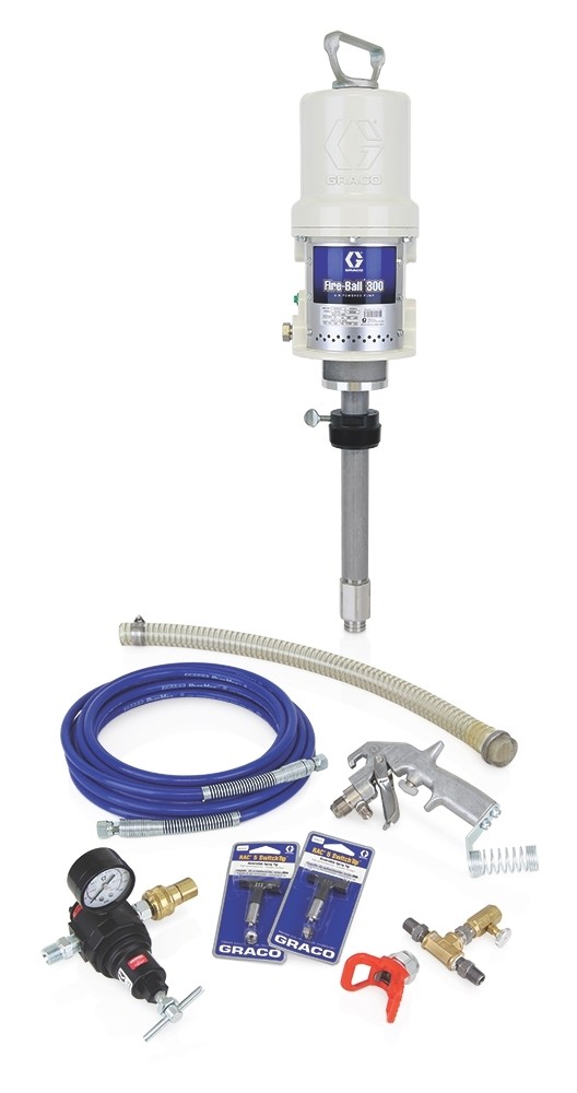 Насос Fire-Ball® 300 серии, 15:1, для антикоррозионных материалов, 181 кг (400 фунтов) – стационарный комплект, монтируемый на адаптер для отверстия бочки