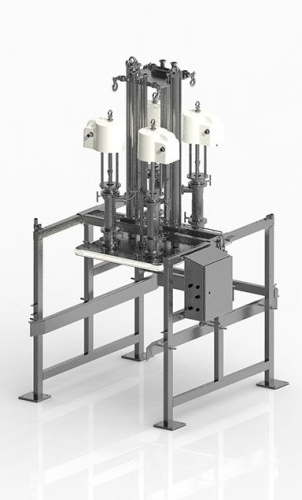 Система перекачивания материала из контейнеров SaniForce, 4 поршневых насоса с соотношением 5:1, пластина Buckhorn, пневмоуправление в закрытом исполнении